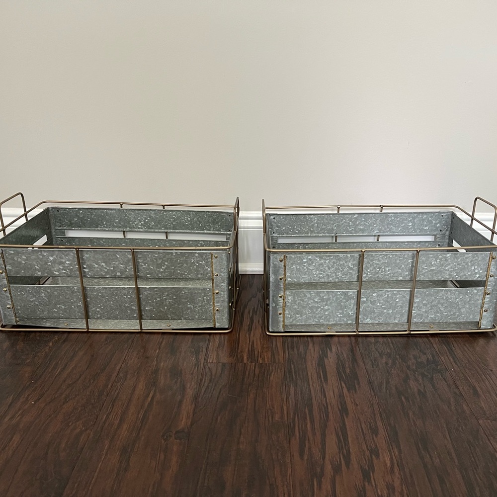 Set of 2 Hearth and Hand with Magnolia for Target Galvanized Storage Bins